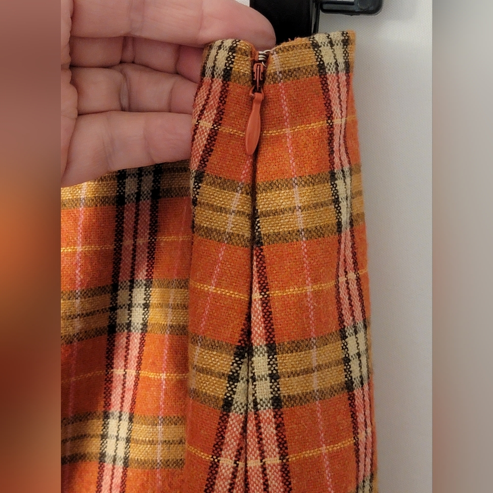 LOFT Vintage Plaid Wool Blend Mini Skirt Size 14 - Picture 5 of 9